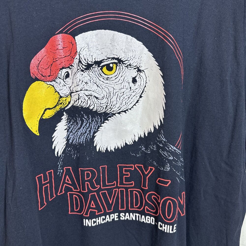 XXL Harley Davidson T Shirt Santiago Chile Black Tee Eagle Graphic International